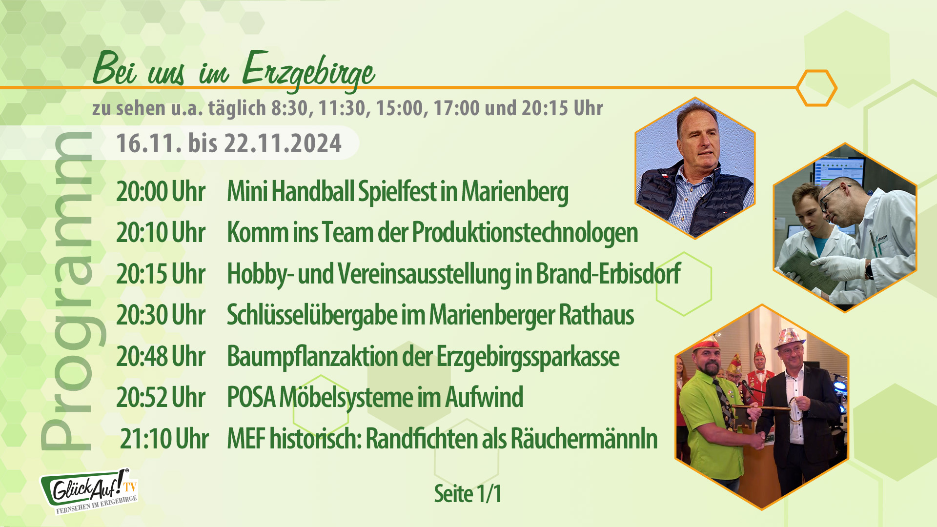 Bei uns im Erzgebirge für die Woche vom 16.11. bis 22.11.2024 Bei uns im Erzgebirge für die Woche vom 16.11. bis 22.11.2024